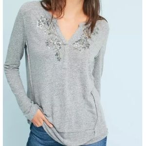 Anthropologie beaded gray top